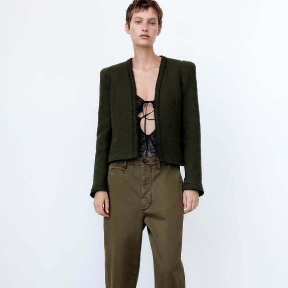 ZARA TEXTURED SHOULDER PAD JACKET - Picture 7 of 13